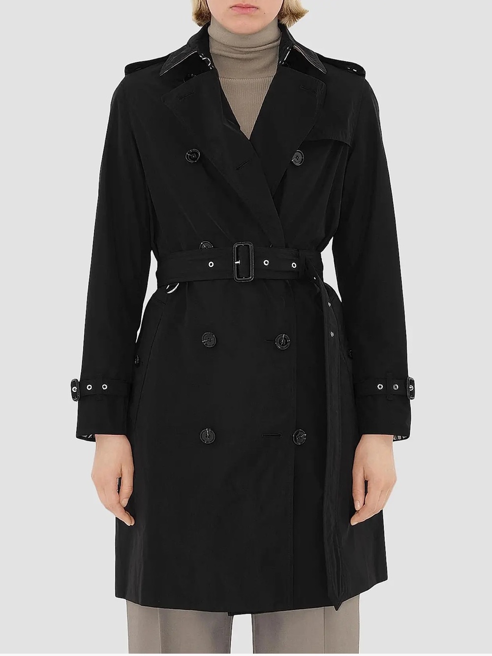 Burberry Black Double-Breasted Trench Coat with Belt